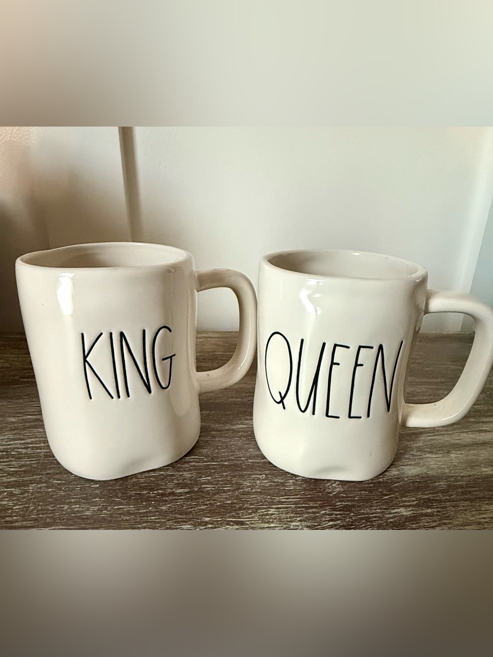 Rae Dunn King and Queen Mug Set White Ceramic Mugs Set of 2